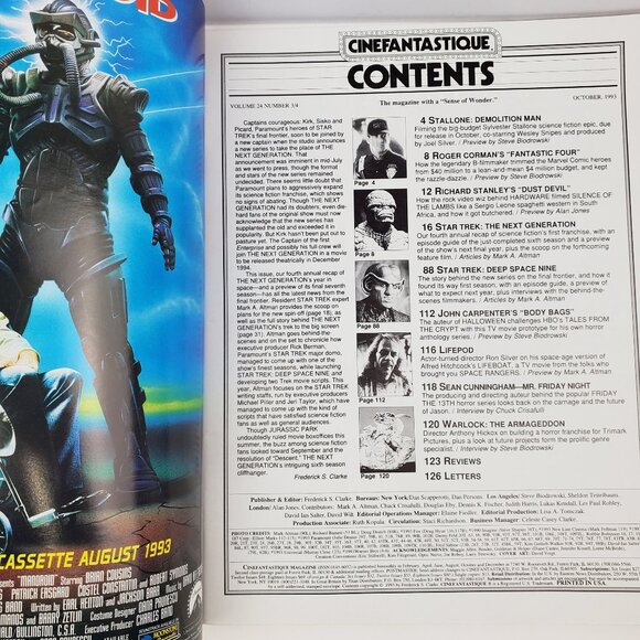Cinefantastique Magazine Oct. 1993 Star Trek Next Generation Nine John Carpenter - Picture 4 of 8